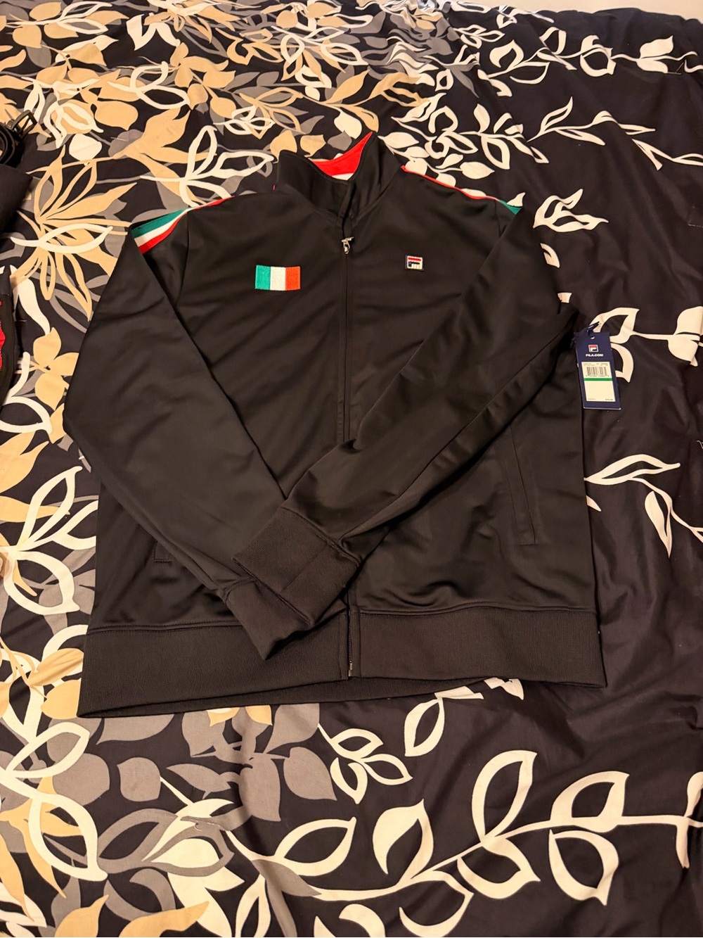 Fila Black Track Jacket with Red White and Green Accents